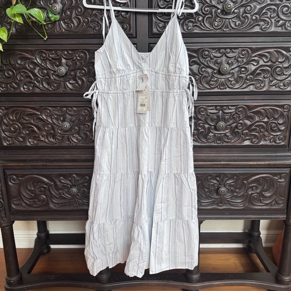 Rails Light Blue White Stripe Julia Tiered Midi Dress